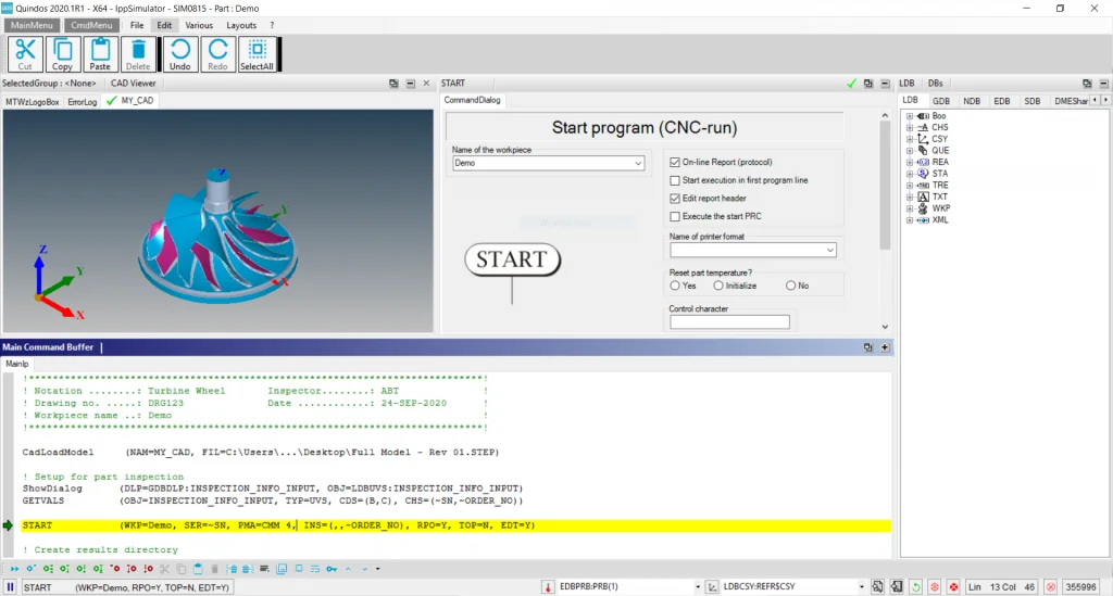 Screenshot of Quindos CMM programming services