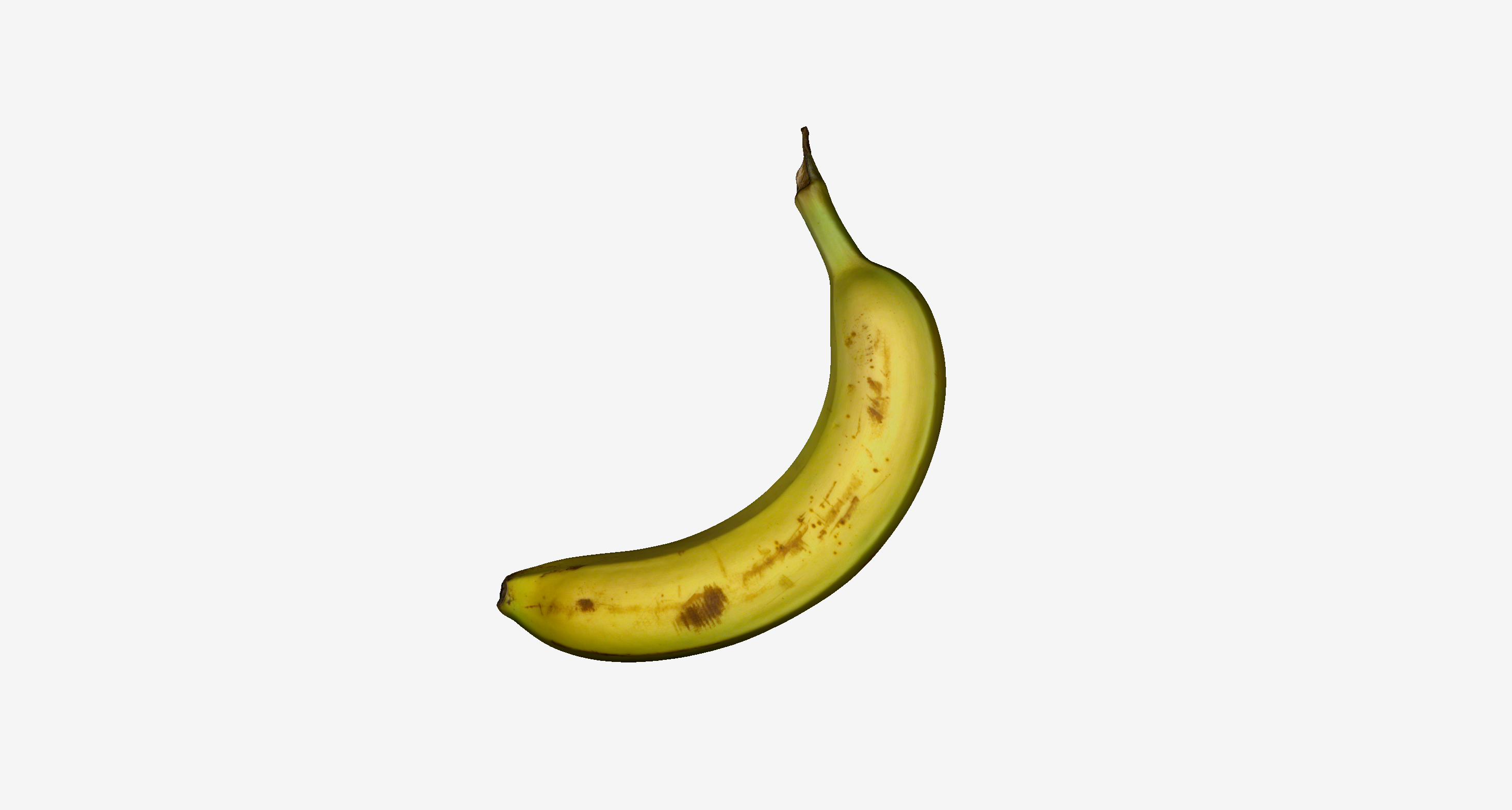 The 3D mesh of the banana with the full colour texture map applied