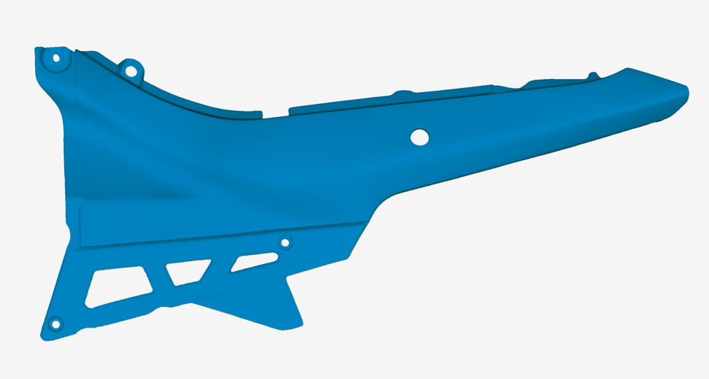 STL produced by 3D scanning a motorcycle rear side fairing
