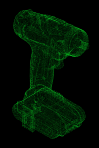 Point cloud of a power drill made by 3D scanning