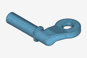 Blue triangulated mesh of a small component created by our 3D scanning services