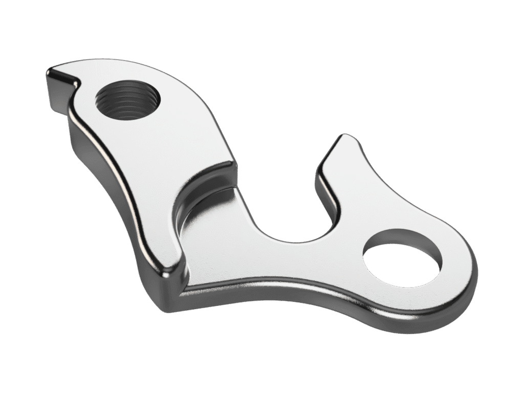 CAD Render of silver metal bike hanger