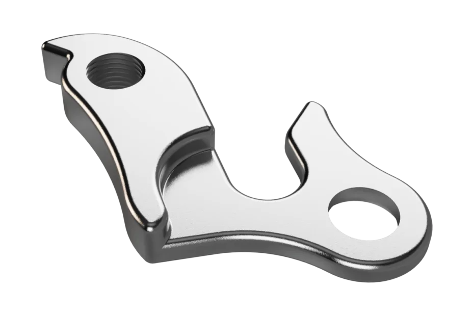 Photorealistic render of a polished aluminium hanger created by 3D scanning & reverse engineering