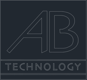 Our ABT logo in simplified DXF format with white lines on a black background.