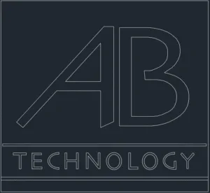 Our ABT logo in simplified DXF format with white lines on a black background.