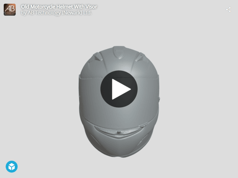 3D scan of an old motorcycle helmet with visor